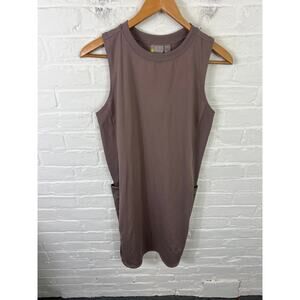 Zella Women's Departure Travel Dress Crew-Neck Sleeveless In Tan Size M